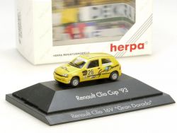 Herpa 035835 Renault Clio Cup 93 Gran Dorado Schmid PC Vitrine OVP 