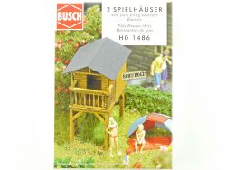 Busch 1486 2x Spielhäuser Spielplatz Echtholz Bausatz H0 OVP 