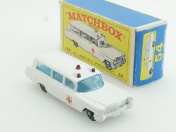 Matchbox 54 regular wheels Cadillac Ambulance Originalkarton OVP 