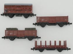 Minitrix DB-Konvolut 4x Güterwagen 3265 3529 3587 3525 SW N 