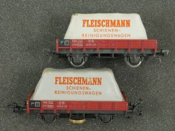 Fleischmann 5568 1x Planenwagen 1x Schienenreinigungswagen 