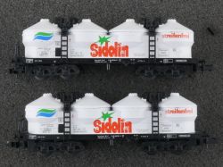 Minitrix 70142 2x Silowagen DB Sidolin streifenfrei Spur N 