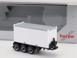 Herpa 672224 20 ft open top Kipp-Containerauflieger weiß NEU OVP 