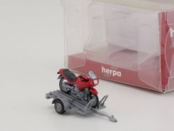 Herpa 051224 BMW-Motorrad auf Anhänger Trailer 1:87 H0 NEU! OVP SG 